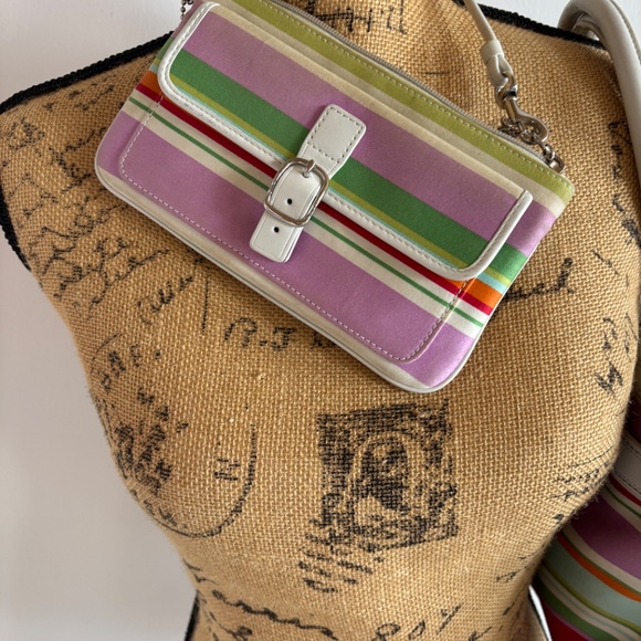 Vintage Stripe Coach Handbag & wristlet - Picture 7 of 8